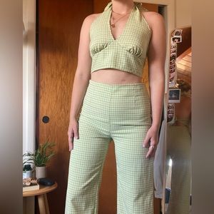 Verge Girl Green flannel pattern matching set